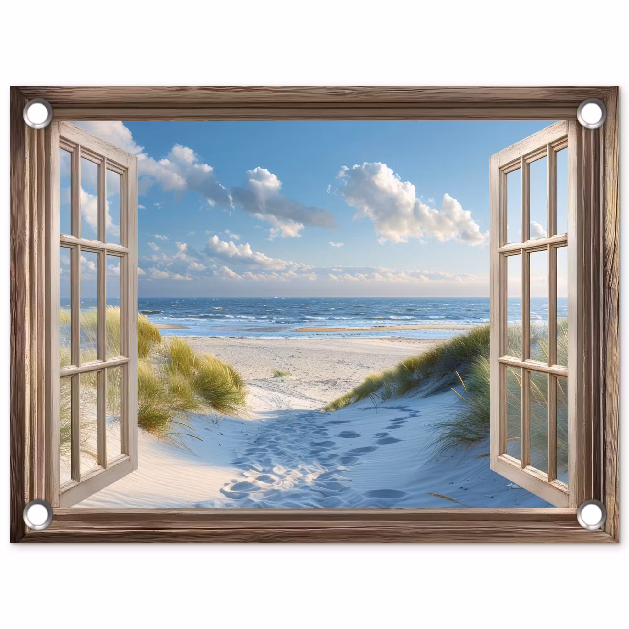 Garden Poster - View - Beach - Window - Dunes - Sea