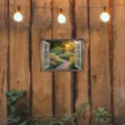 Doorkijk - Bloemen - Natuur - Zon - Pad tuinposter los doek klein -sfeer1