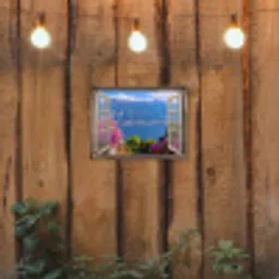 Doorkijk - Berg - Landschap - Uitzicht - Meer tuinposter los doek klein -sfeer1