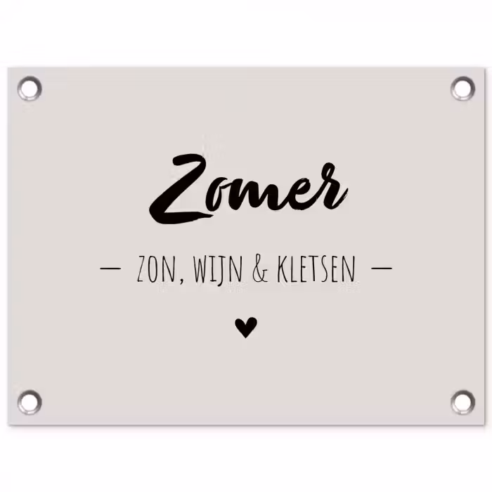 Wijn - Zomer zon, wijn & kletsen - Quotes - Tekst tuinposter los doek klein -3d