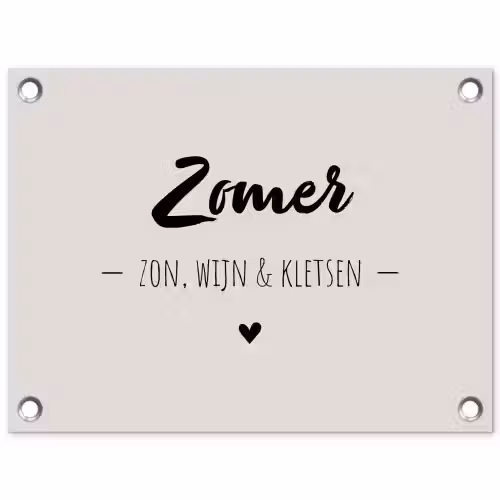 Wijn - Zomer zon, wijn & kletsen - Quotes - Tekst tuinposter los doek klein -3d