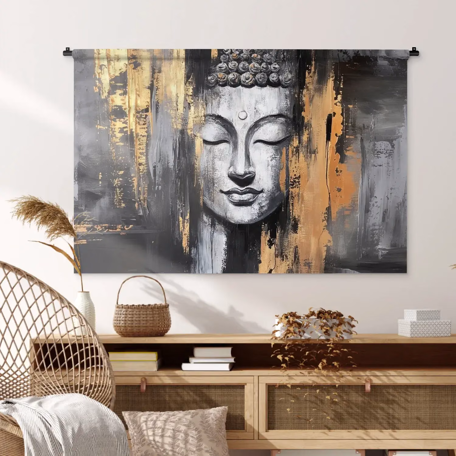 Wall hanging – Buddha – Brushstrokes – Gold – Abstract