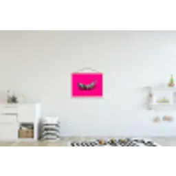 Banaan - Zebraprint - Roze textielposter latten blank klein -kinderkamer