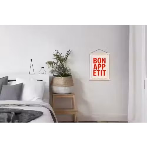 Blokletters - Rood - Kartelrand textielposter latten blank klein -woonkamer