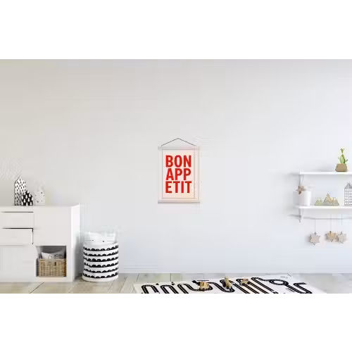 Blokletters - Rood - Kartelrand textielposter latten blank klein -kinderkamer