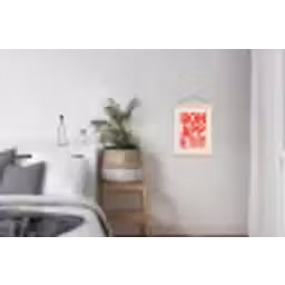 Blokletters - Rood - Kartelrand textielposter latten blank klein -woonkamer