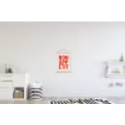 Blokletters - Rood - Kartelrand textielposter latten blank klein -kinderkamer