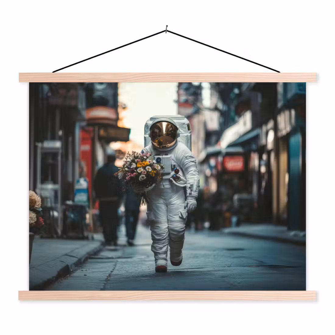 Hanging Poster - Bouquet - Flowers - Colorful - Astronaut