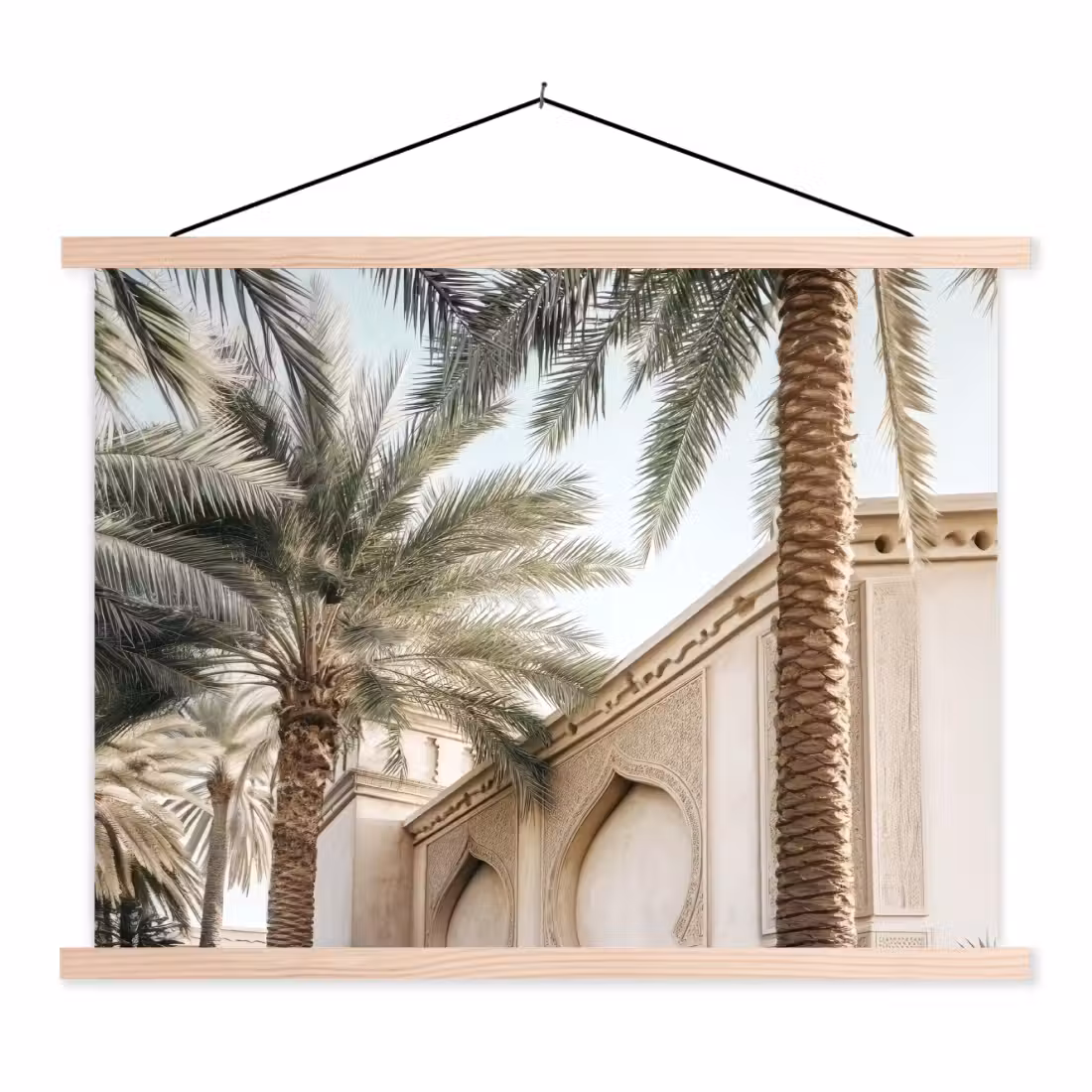 Hanging Poster - Building - Palm trees - Beige - Sun