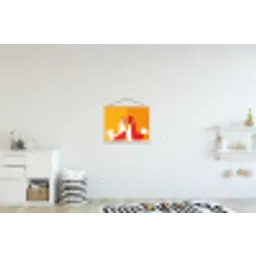 Kippen - Oranje - Vlakken textielposter latten blank klein -kinderkamer