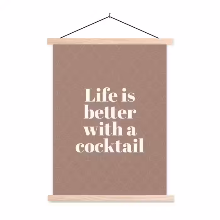 Cocktail - Tekst - Patroon - Wit textielposter latten blank klein -3d
