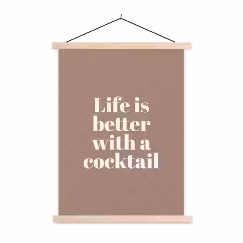 Cocktail - Tekst - Patroon - Wit textielposter latten blank klein -3d