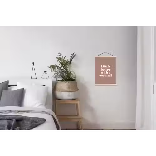 Cocktail - Tekst - Patroon - Wit textielposter latten blank klein -woonkamer