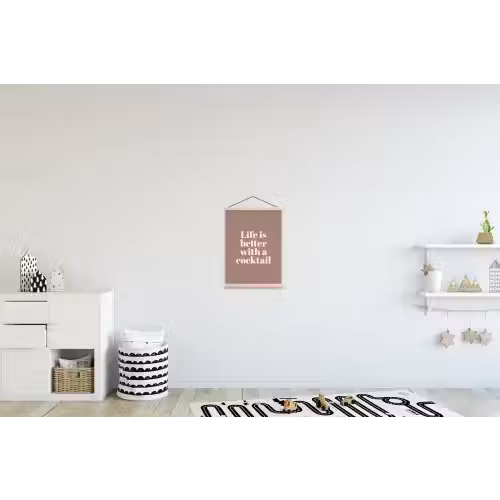 Cocktail - Tekst - Patroon - Wit textielposter latten blank klein -kinderkamer