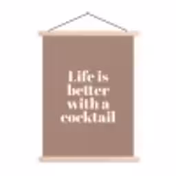 Cocktail - Tekst - Patroon - Wit textielposter latten blank klein -3d