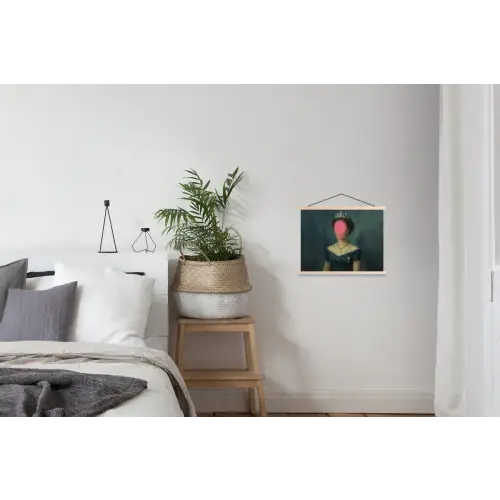 Kroon - Roze druipend verf - Portret textielposter latten blank klein -woonkamer