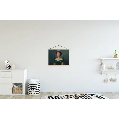 Kroon - Roze druipend verf - Portret textielposter latten blank klein -kinderkamer