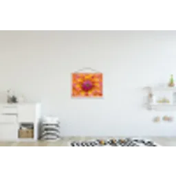 Dahlia - Bloem - Oranje textielposter latten blank klein -kinderkamer