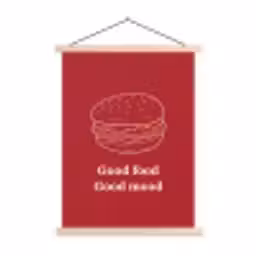 Dieprood - Lijntekening - Tekst - Hamburger textielposter latten blank klein -3d