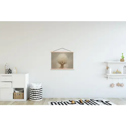 Dromerig - Beige - Paardenbloemzaadjes textielposter latten blank klein -kinderkamer