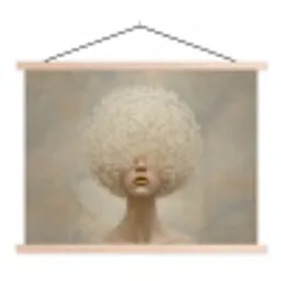 Dromerig - Beige - Paardenbloemzaadjes textielposter latten blank klein -3d