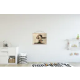 Gezicht - Bloemen - Zwart - Vrouw textielposter latten blank klein -kinderkamer