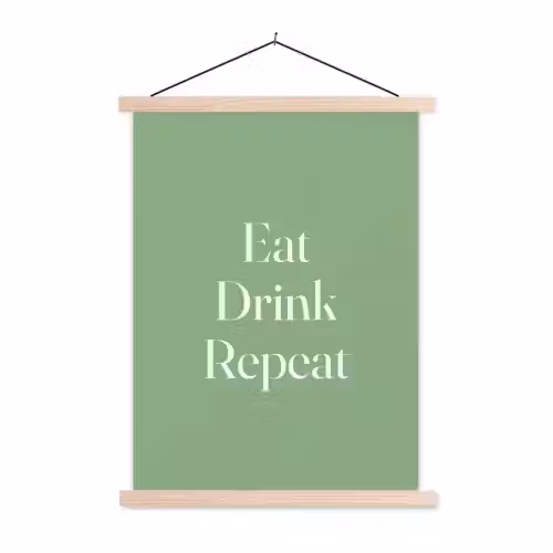 Eten - Drinken - Tekst - Mintgroen textielposter latten blank klein -3d