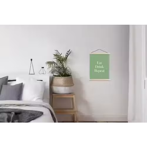 Eten - Drinken - Tekst - Mintgroen textielposter latten blank klein -woonkamer