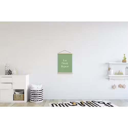 Eten - Drinken - Tekst - Mintgroen textielposter latten blank klein -kinderkamer