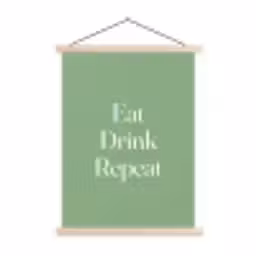 Eten - Drinken - Tekst - Mintgroen textielposter latten blank klein -3d