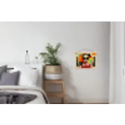 Meisje - Zonnebril - Kat - Retro textielposter latten blank klein -woonkamer