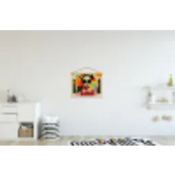 Meisje - Zonnebril - Kat - Retro textielposter latten blank klein -kinderkamer
