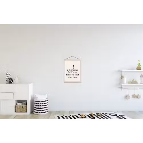 Grill - Uitroepteken - Zwart - Tekst textielposter latten blank klein -kinderkamer
