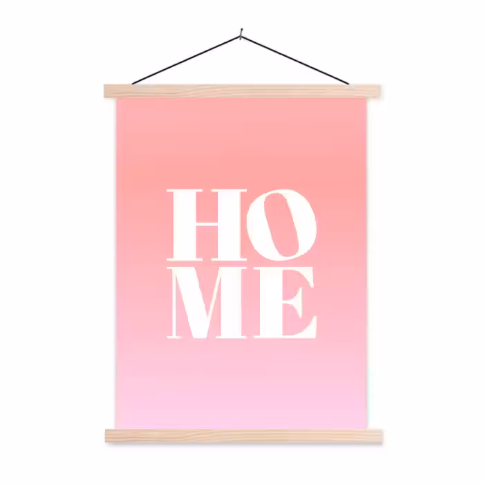 Home - Letters - Groot - Roze textielposter latten blank klein -3d