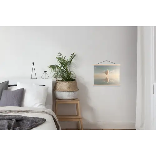 Luchtballon - Wolken - Water - Blauw textielposter latten blank klein -woonkamer