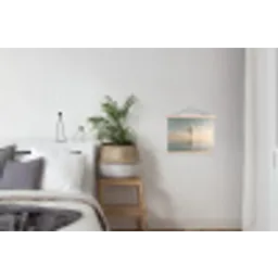Luchtballon - Wolken - Water - Blauw textielposter latten blank klein -woonkamer