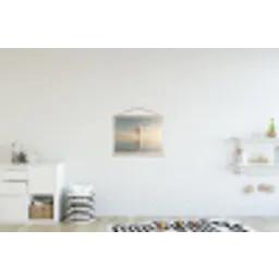 Luchtballon - Wolken - Water - Blauw textielposter latten blank klein -kinderkamer
