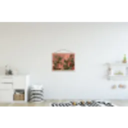 Kolibries - Bloemen - Groen - Roze textielposter latten blank klein -kinderkamer