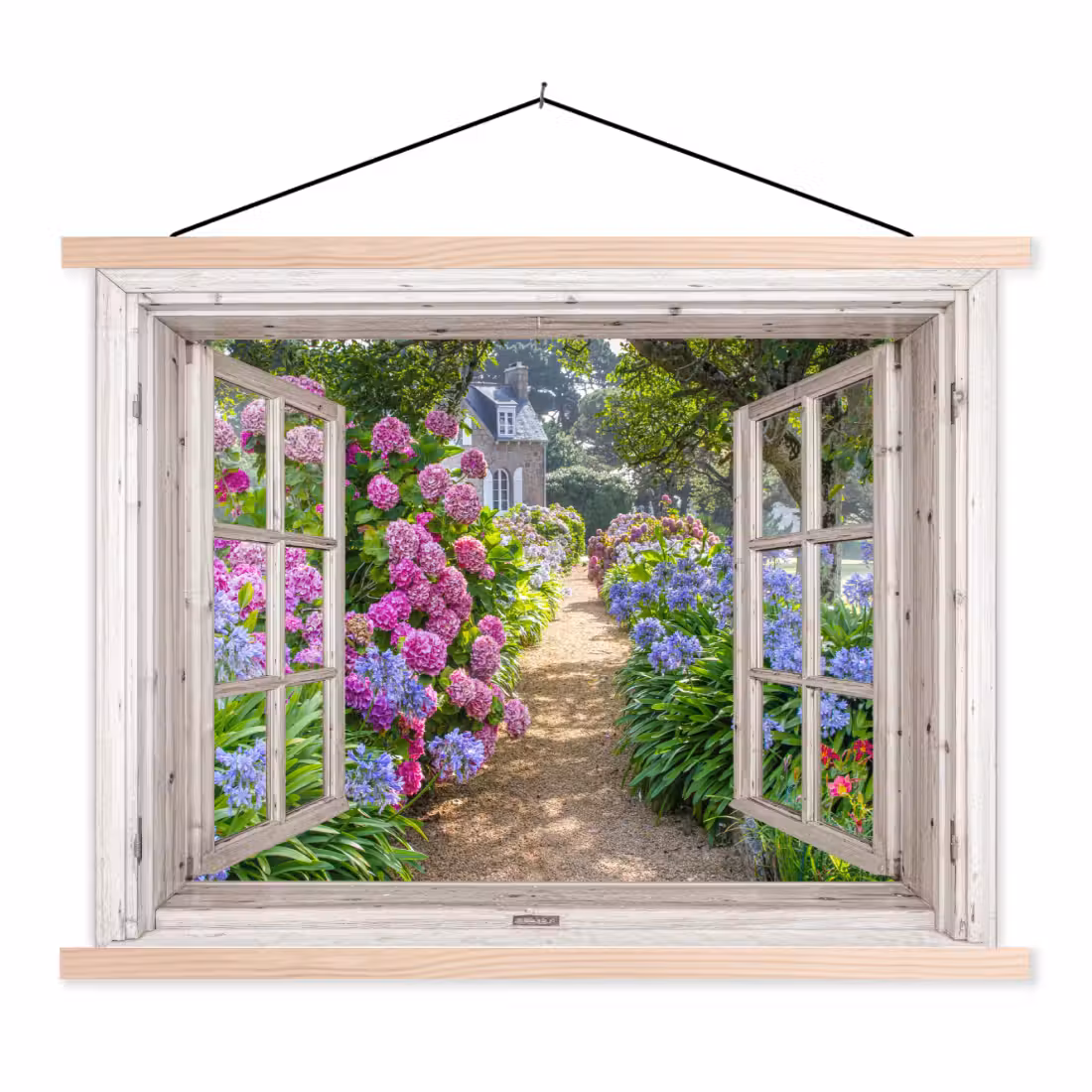 Hanging Poster - Hydrangea - See-through - Flowers - Summer - Purple - Path