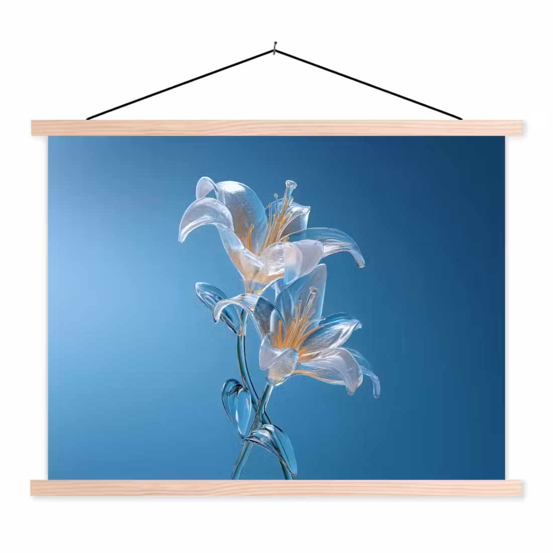 Hanging Poster - Lilies - Blue - Glasses
