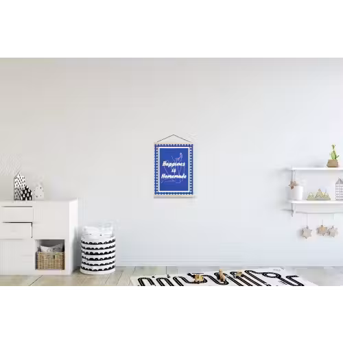Lijntekening - Vrouw - Quote - Blauw textielposter latten blank klein -kinderkamer