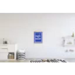 Lijntekening - Vrouw - Quote - Blauw textielposter latten blank klein -kinderkamer