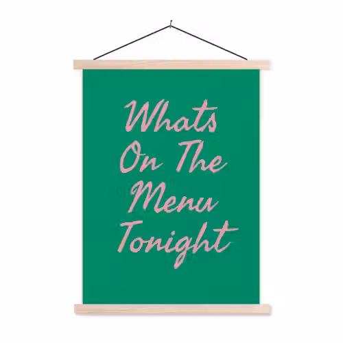 Menu - Quote - Roze textielposter latten blank klein -3d