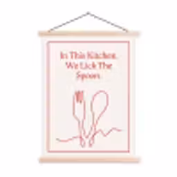 Minimalistisch - Vork - Lepel - Lijntekening textielposter latten blank klein -3d