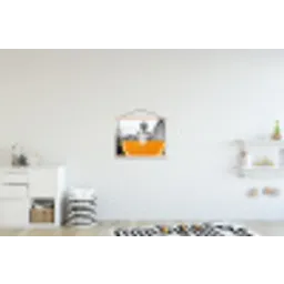 Sinaasappel - Eiffeltoren - Vrouw textielposter latten blank klein -kinderkamer