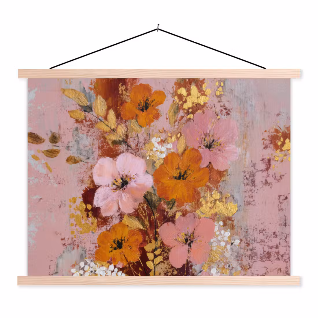 Hanging Poster - Painting - Flowers - Rustic - Pink
