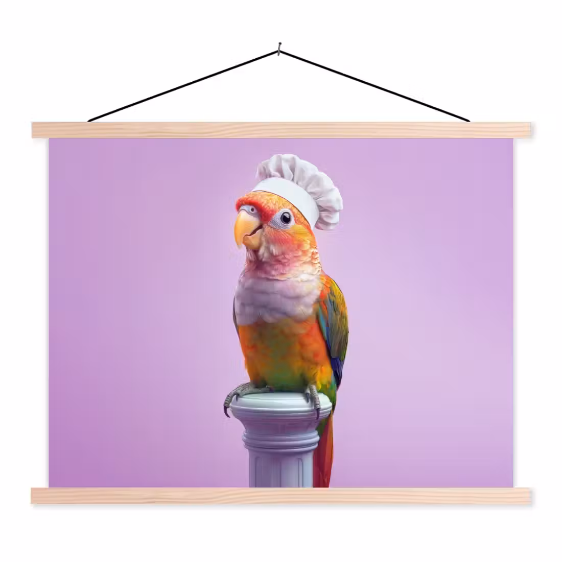 Hanging Poster - Parrot - Chef's hat - Pillar - Bird