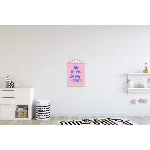 Quote - Blauw - Lettertype - Keuken textielposter latten blank klein -kinderkamer