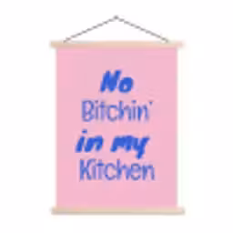 Quote - Blauw - Lettertype - Keuken textielposter latten blank klein -3d