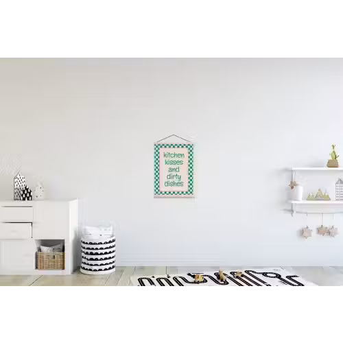 Quote - Groen - Geblokt - Keuken textielposter latten blank klein -kinderkamer